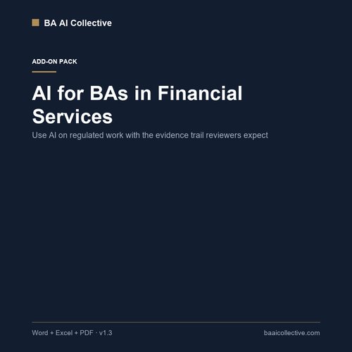 Cover of AI for BAs in Financial Services, version 1.3.